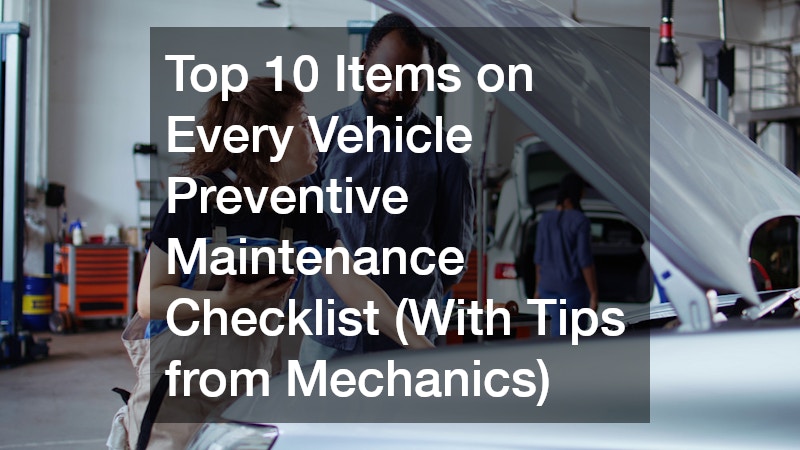 a mechanic checking a customer's car maintenance record